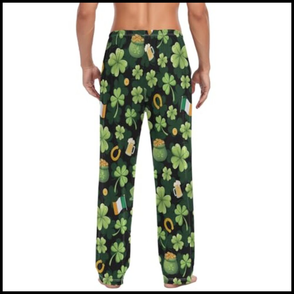 Men's Pajama Bottoms with Pockets, 95% Polyester 5% Spandex - Picture 3 of 5